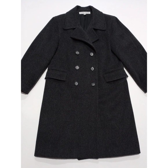 Larry Levine Women's Overcoat Size 8 Gray 100% Wool Double Breasted Winter Coat - Picture 2 of 14